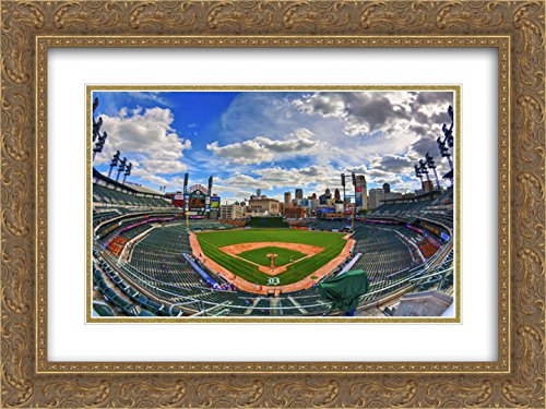 Comerica Park 24x20 Gold Ornate Framed Stadium Art Print - Perfect for Baseball Fans & Home Office Decor
