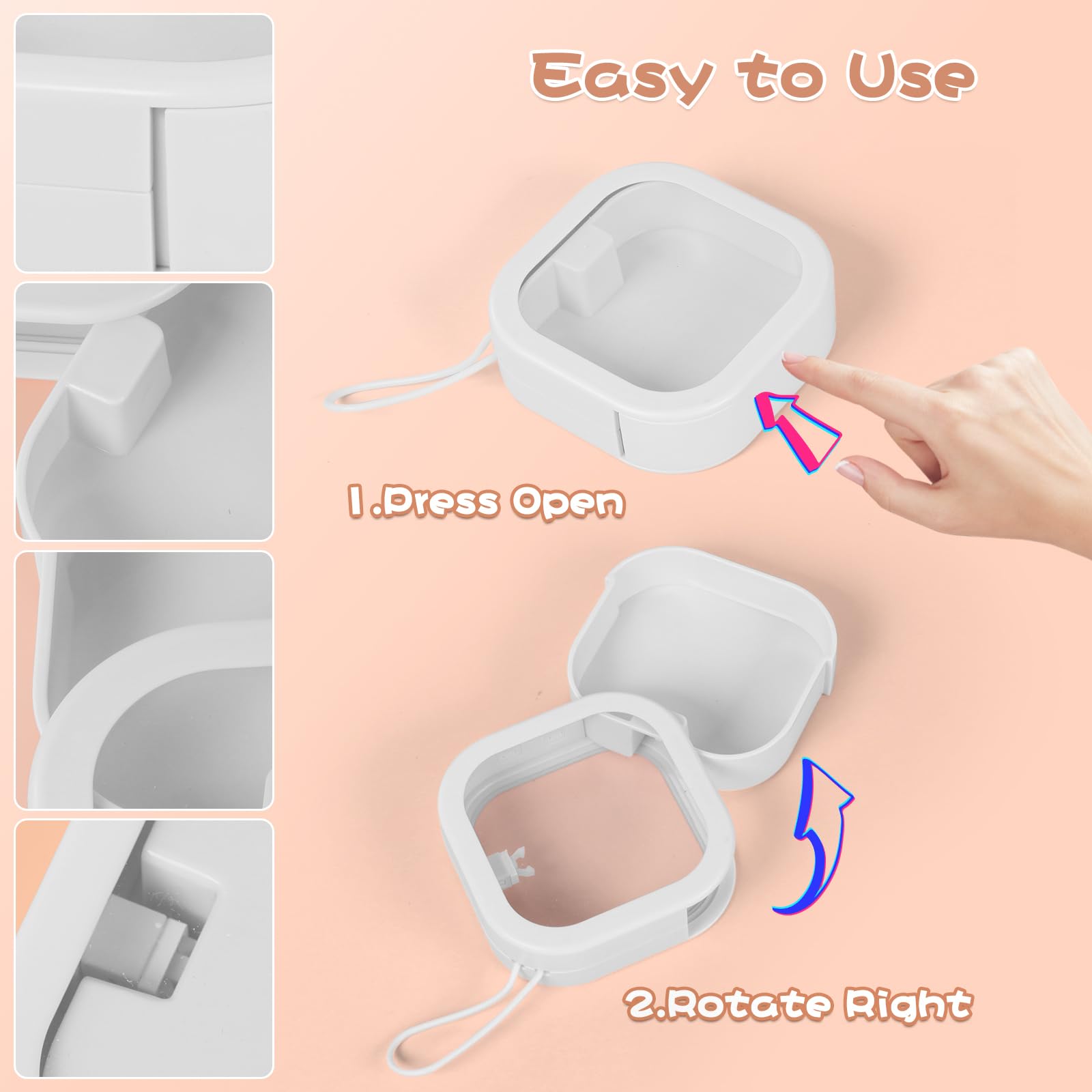 Hair Tie Organizer - Portable Stackable Wall Mountable Hair Accessories Storage Box for Jewelry, Hair Clips & Cotton Swabs | Perfect for Bathroom, Bedroom & Travel Organization
