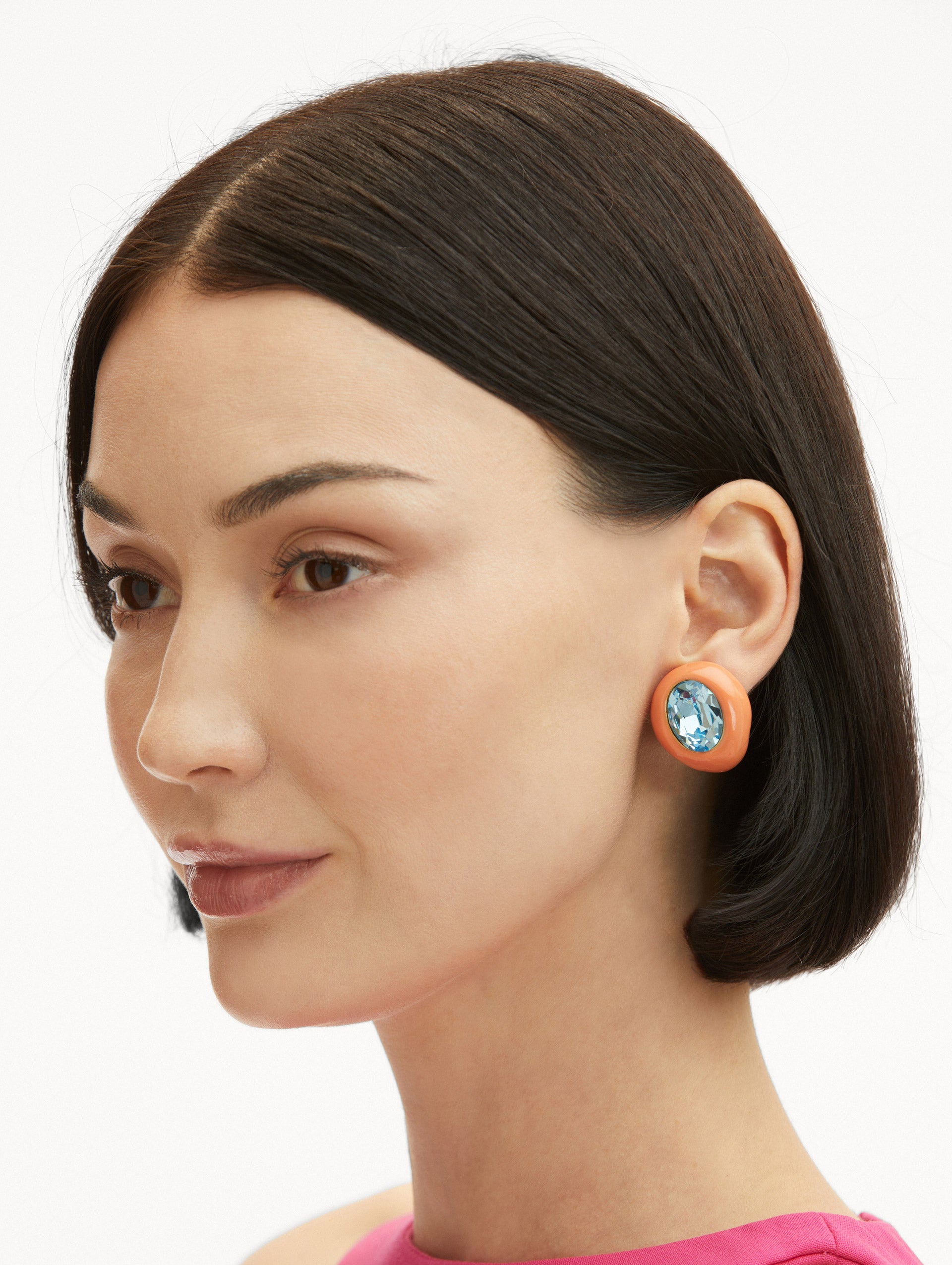 Asymmetric Enamel Clip-On Earrings for Women - Fashion Statement Non-Pierced Earrings for Parties, Weddings & Everyday Wear