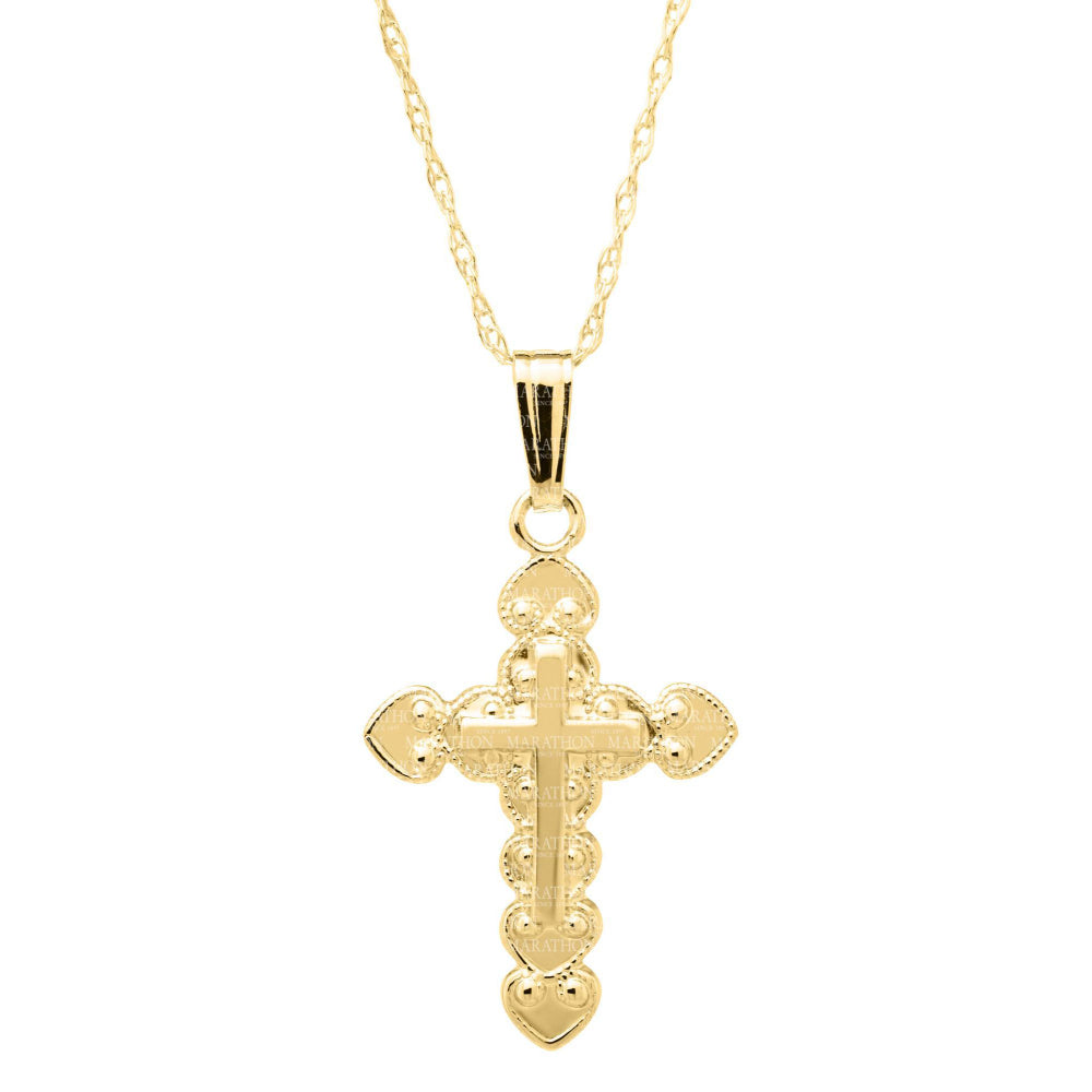 14k Gold Cross Pendant for Kids - Religious Jewelry Gift for Baptism, First Communion & Special Occasions