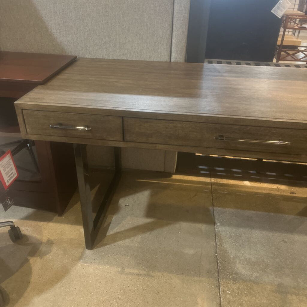 Rustic Modern Writing Desk - Wide Gray Wooden Home Office Desk for Study, Work & Remote Learning | Perfect for Small Spaces & Minimalist Decor