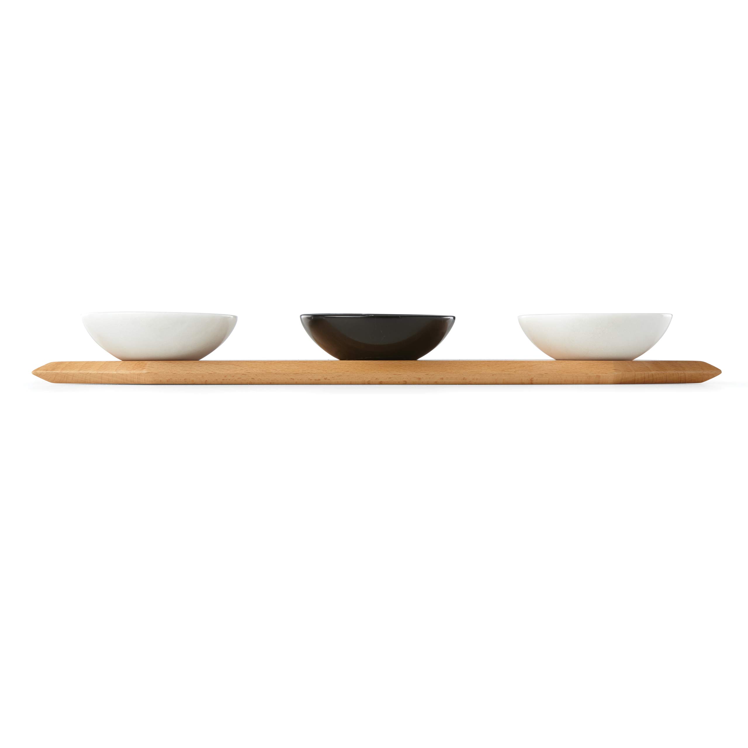 Lenox Platform Wood Tray with 3 Marble Bowls - Elegant Serving Set for Cheese, Fruits & Appetizers | Perfect for Entertaining, Dining & Home Decor