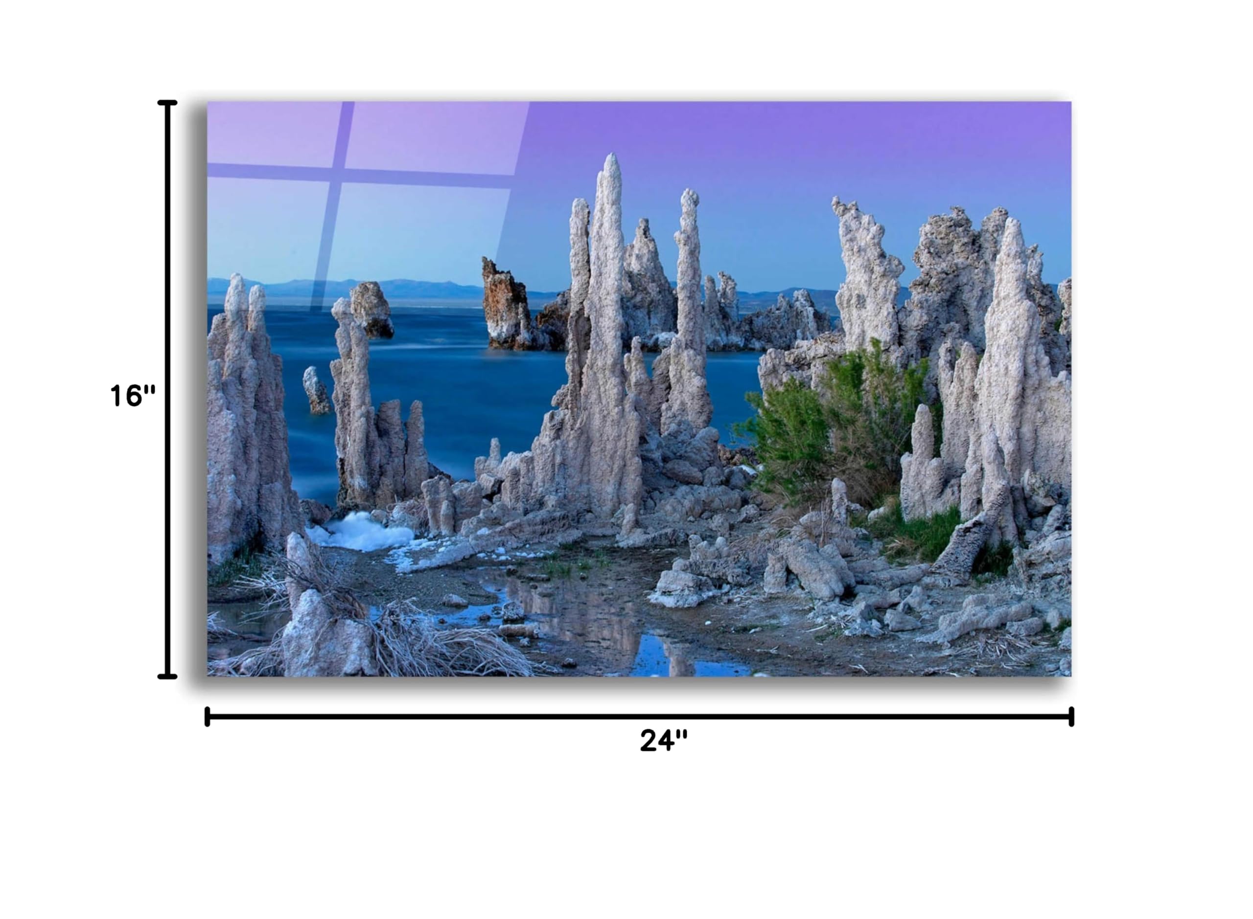 Mike Jones 'Mono Lake Dusk' Acrylic Glass Wall Art - 24x16 Inches Modern Landscape Painting for Living Room, Bedroom & Office Decor
