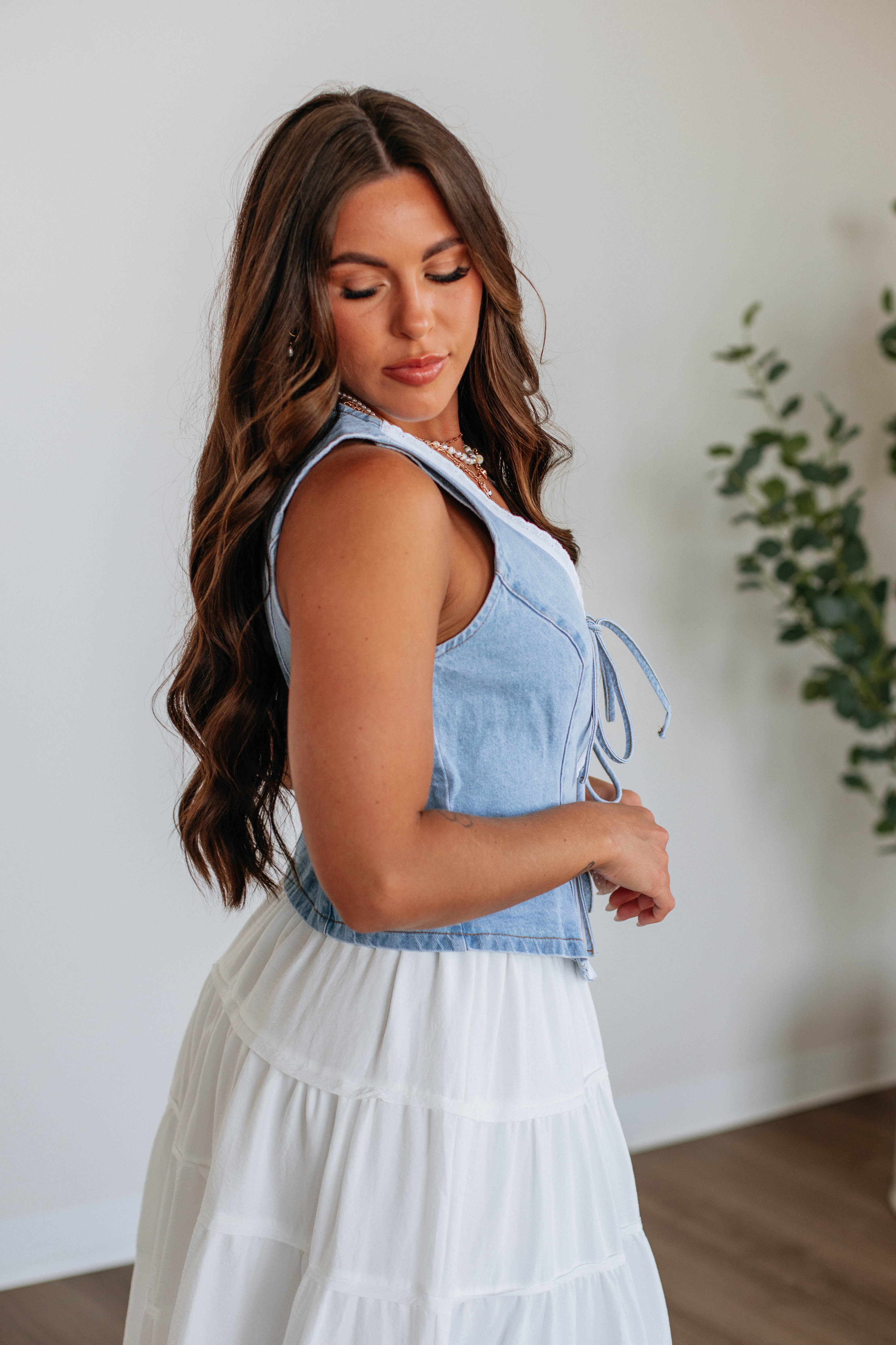 Women's Hattie Denim Vest Jacket - Stylish Distressed Light Wash Denim Vest for Casual Outfits | Perfect for Layering, Spring/Fall Fashion, and Outdoor Activities