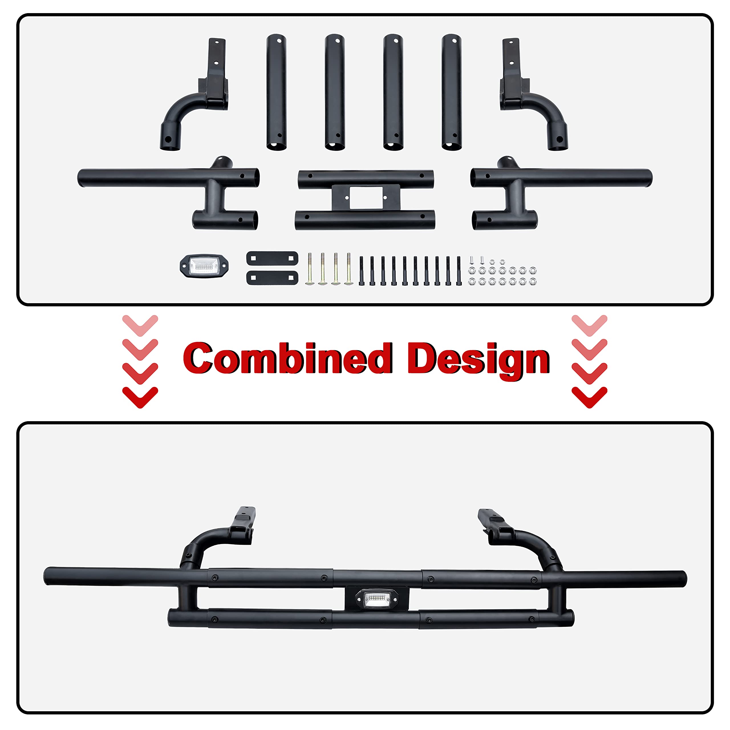 SAUTVS Heavy Duty Rear Bumper with LED Accent Light for Can-Am Defender HD5 HD8 HD10 Max (2016-2025) | Durable Brush Guard & Off-Road Protection | Perfect for Hunting, Farming & Outdoor Adventures
