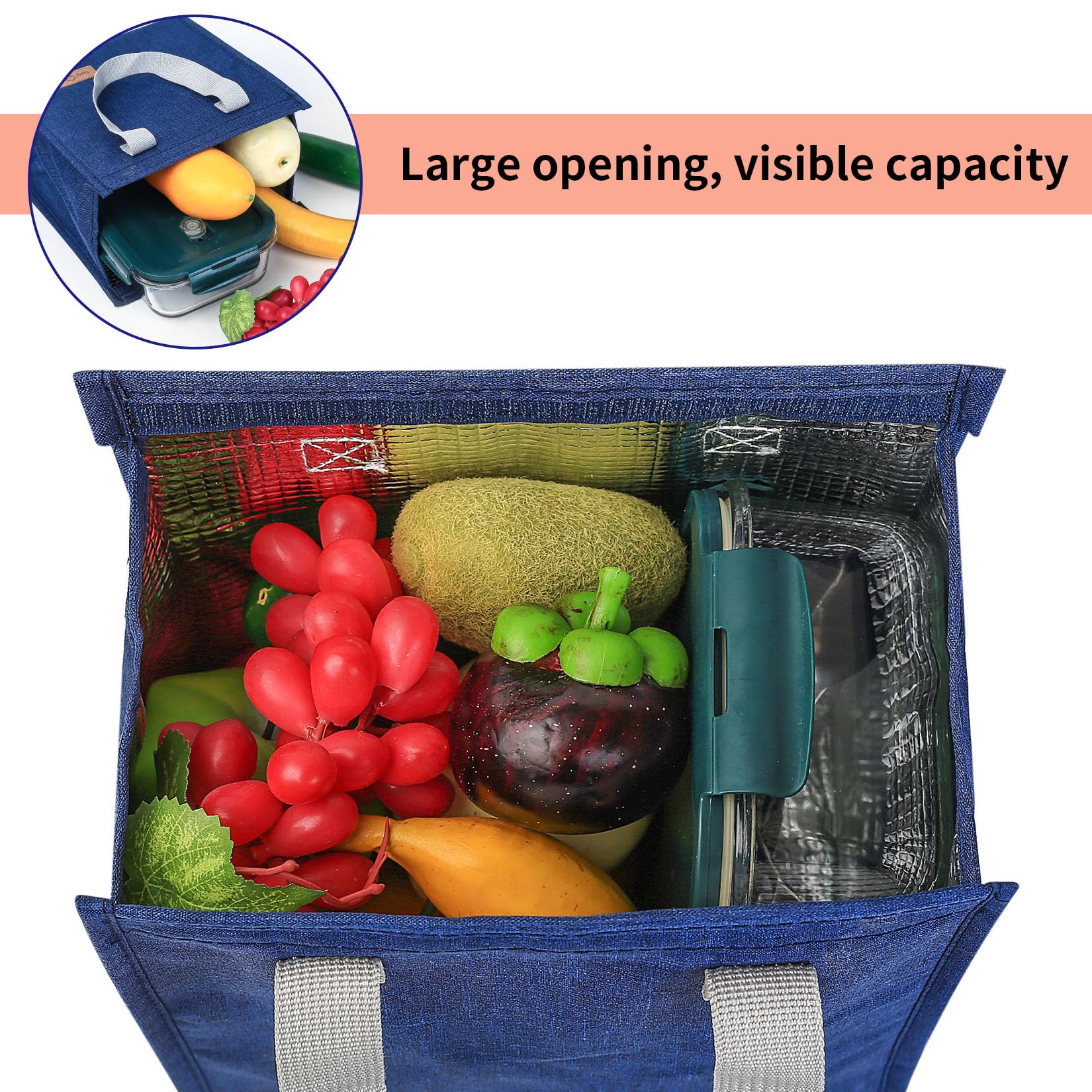 Insulated Lunch Bag for Women & Men - Reusable Lunch Box Tote for Work, Office, Travel - Leakproof & Thermal Food Container - Perfect for Picnics, Commuting & Outdoor Activities - Black