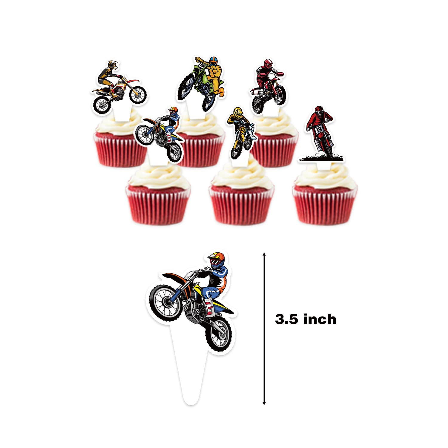 Dirt Bike Birthday Party Decorations for Boys - Motorcycle Themed Banner, Backdrop, Tablecloth, Balloons, Cake & Cupcake Toppers, 7