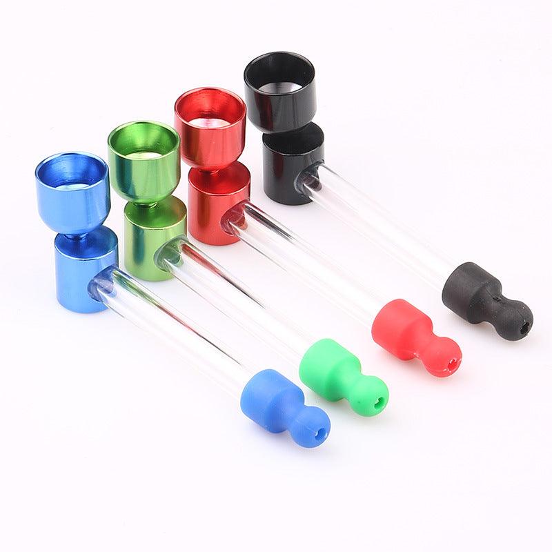88MM Glass Pipe for Smoking - Handmade Metal Silicone Tobacco Pipe | Portable Smoking Accessories for Travel, Camping & Outdoor Use