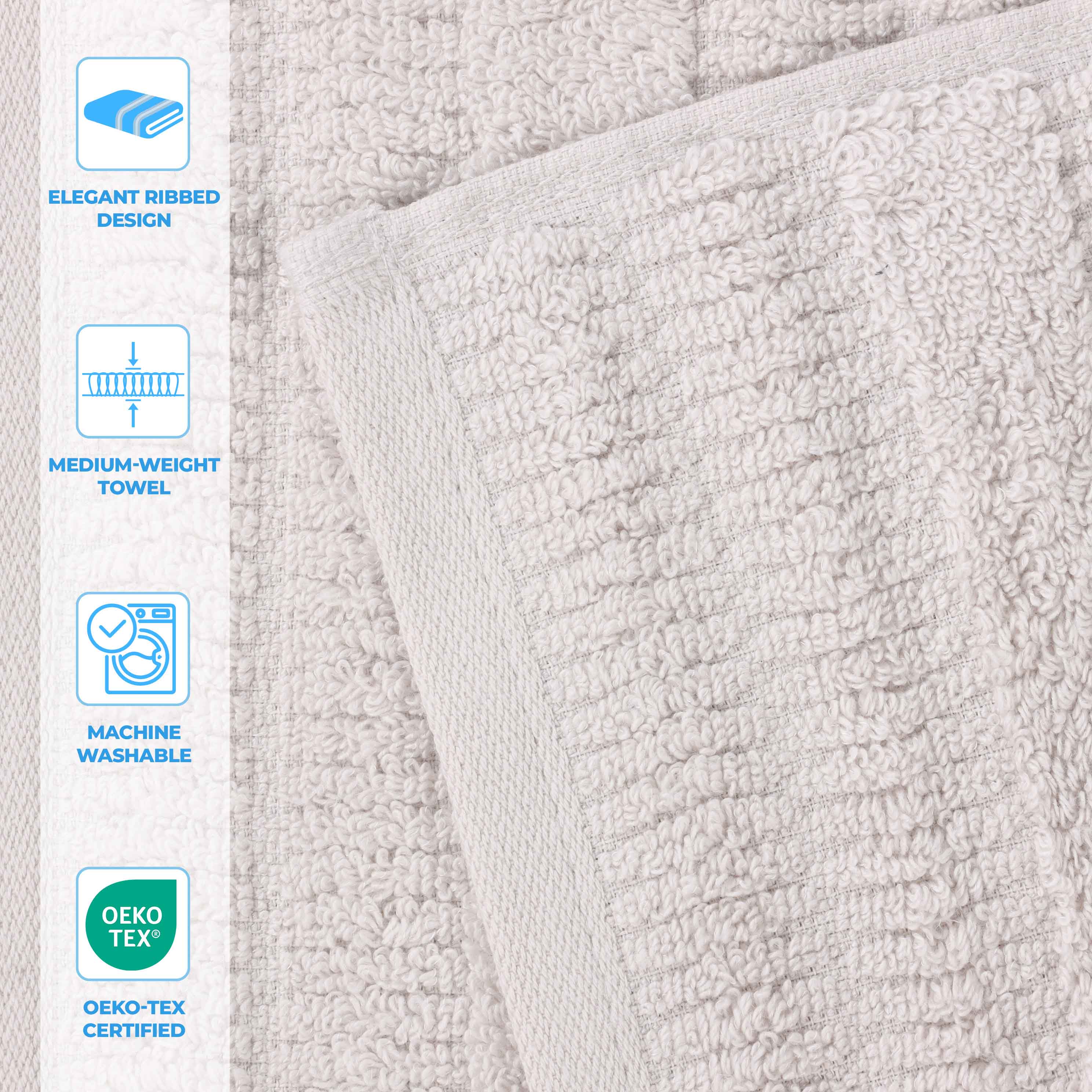 Premium Mika Smart Twist Cotton Bath Sheets - Ultra Soft & Absorbent, Set of 2 (Grey) - Luxury Spa & Bathroom Essentials for Hotels & Home Use