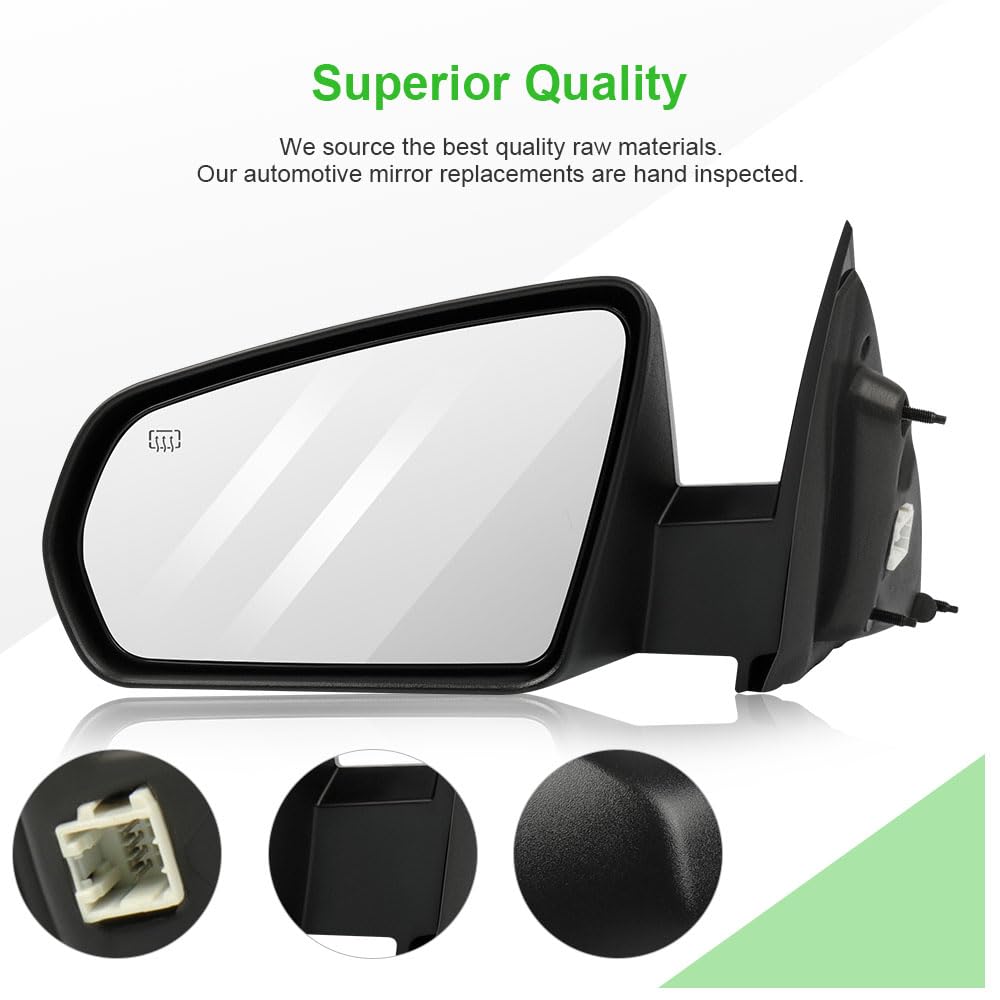 SCITOO Power Heated Left Side View Mirror Compatible with 2008-2014 Dodge Avenger - Driver Side Non-Folding Exterior Replacement Mirror (Part #CH1320268) | Perfect for Parking Assistance & Blind Spot Visibility