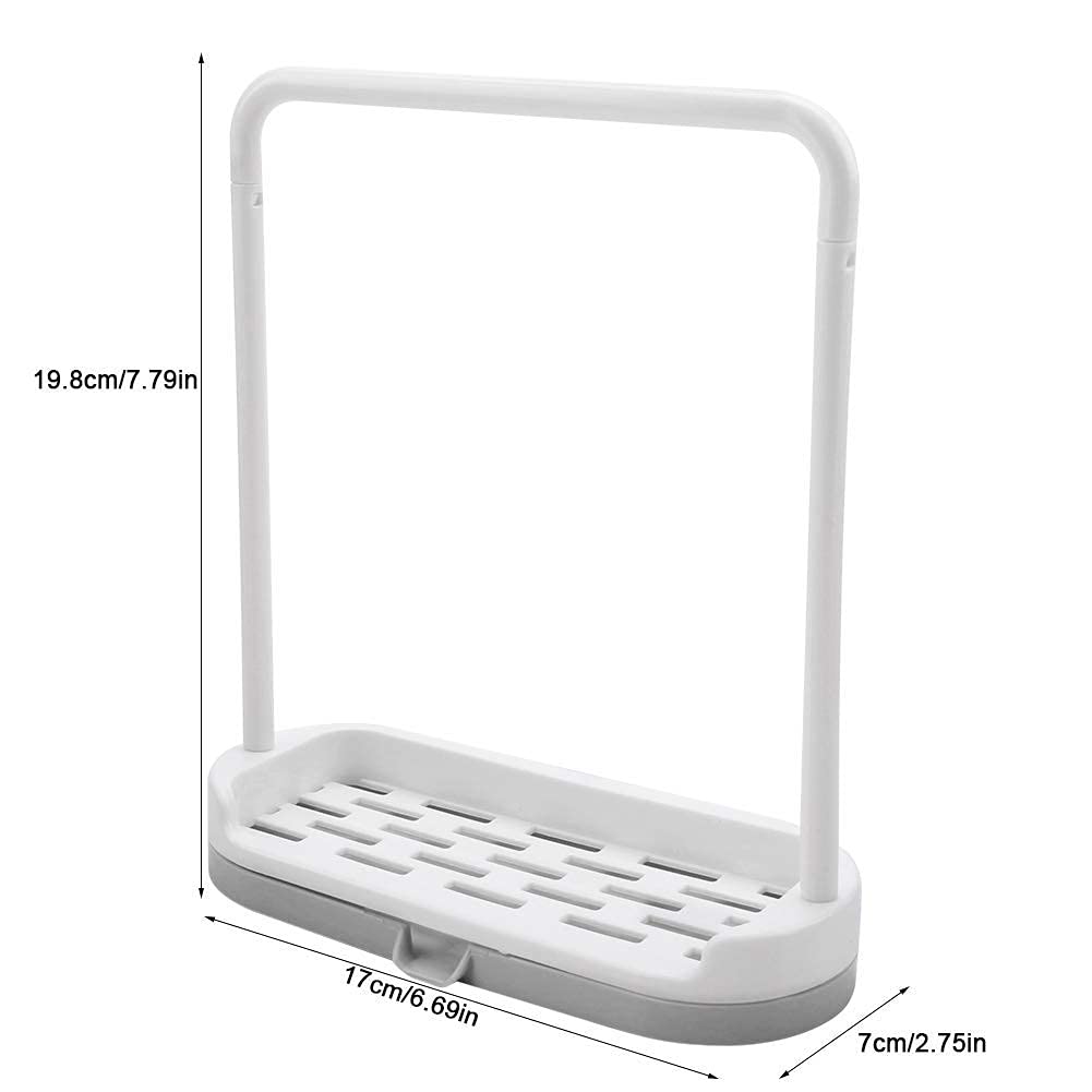 2 in 1 Kitchen Sink Organizer - Sponge & Dish Rack Holder with Soap Dispenser | Space Saving Sink Caddy for Sponges, Towels & Dish Rags (Gray) | Perfect for Small Kitchens & Apartment Sinks