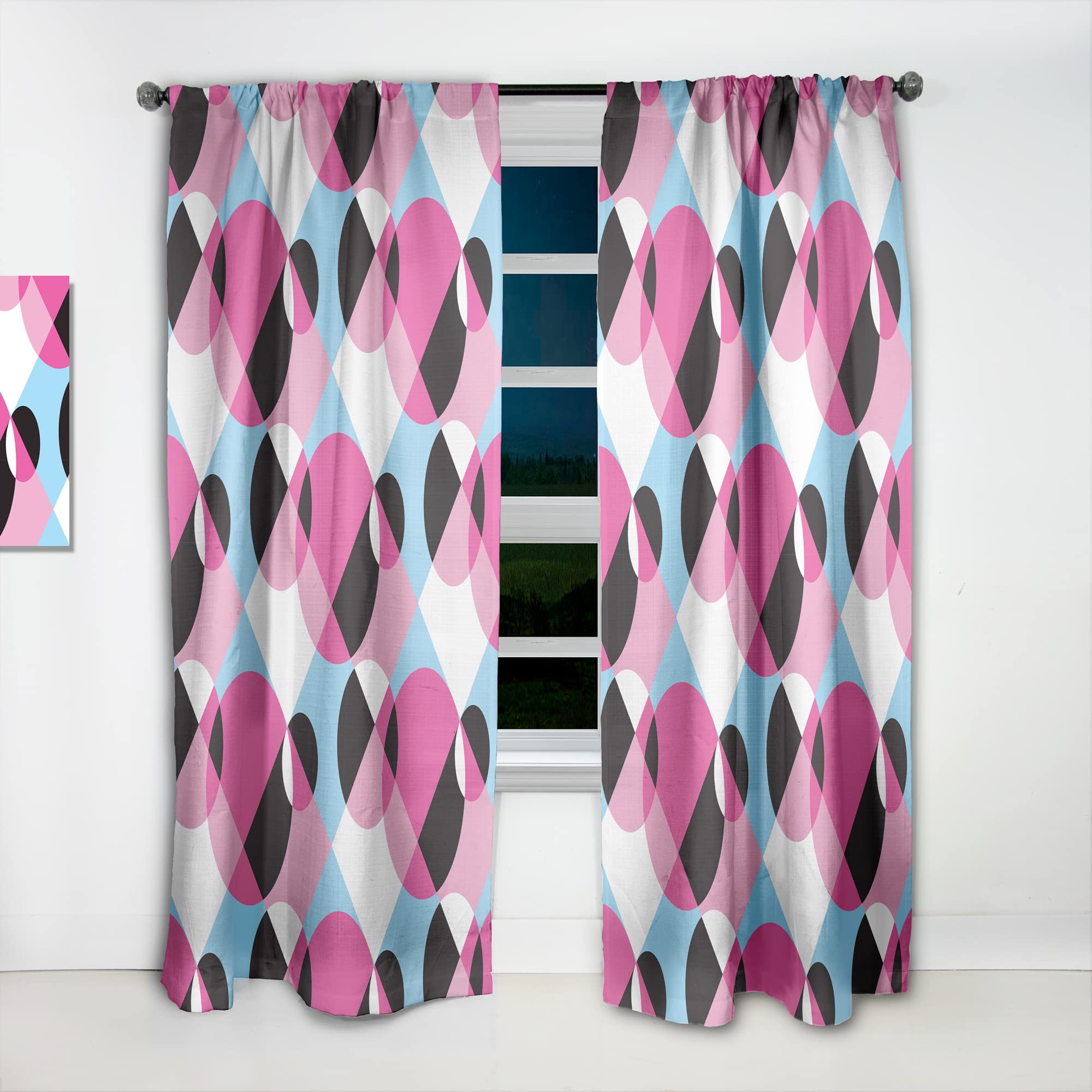DesignQ Abstract Geometric Retro Thermal Insulated Curtains - Single Panel 52x108 - Modern Window Treatments for Bedroom & Living Room | Perfect for Home Decor, Noise Reduction & Light Blocking