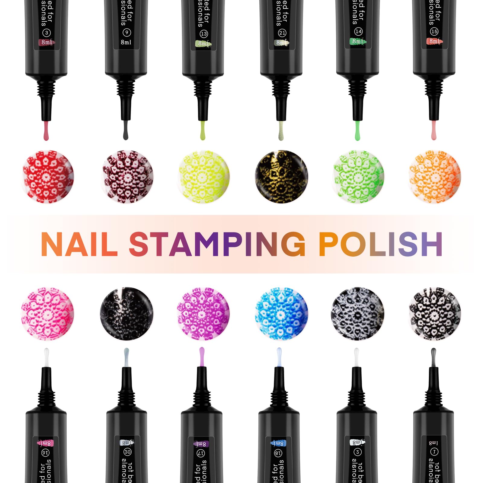 12 Colors Nail Stamping Kit with 5 Templates & French Stampers - Professional Nail Art Design Set for DIY Manicure at Home, Salon or Party