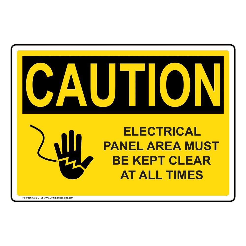 OSHA Safety Label - Caution Electrical Panel Sticker, 7x5in Vinyl - for Workplace Safety