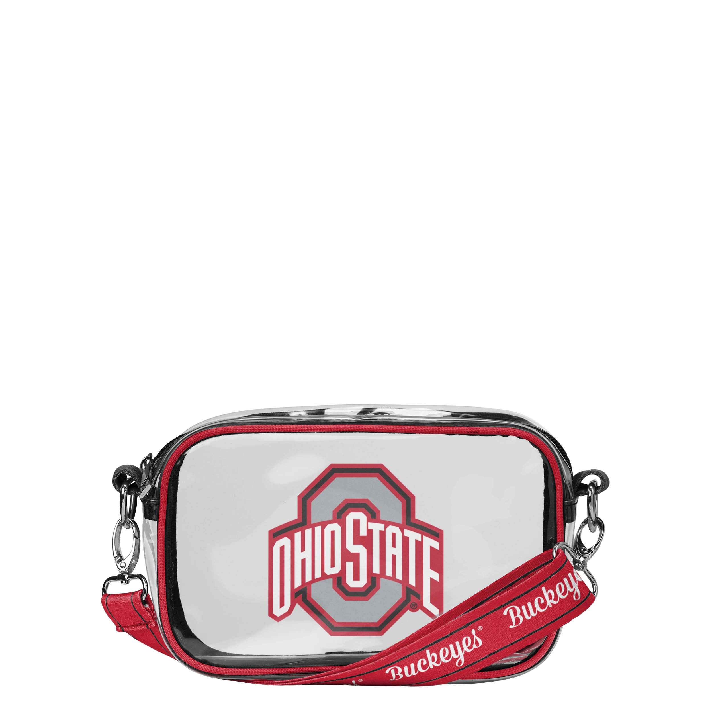 FOCO NCAA College Team Logo Stripe Clear Crossbody Bag - Stylish Game Day Purse for Women | Perfect for Football, Basketball & Tailgating Events
