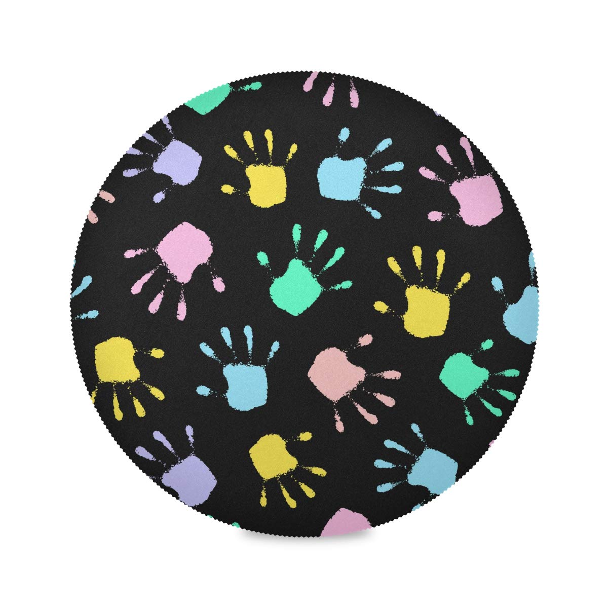 Ubrand Round Placemats Set of 4 - Colorful Palm Print Farmhouse Style, Heat-Resistant 15.4 Inch, Easy to Clean for Dining Table, Kitchen, and Outdoor Picnics