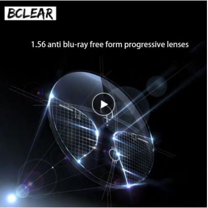 BCLEAR 1.56 Refractive Index Free Form Aspheric Anti-Blue Light Progressive Lenses - Clear Vision for Digital Devices, Reading & Driving