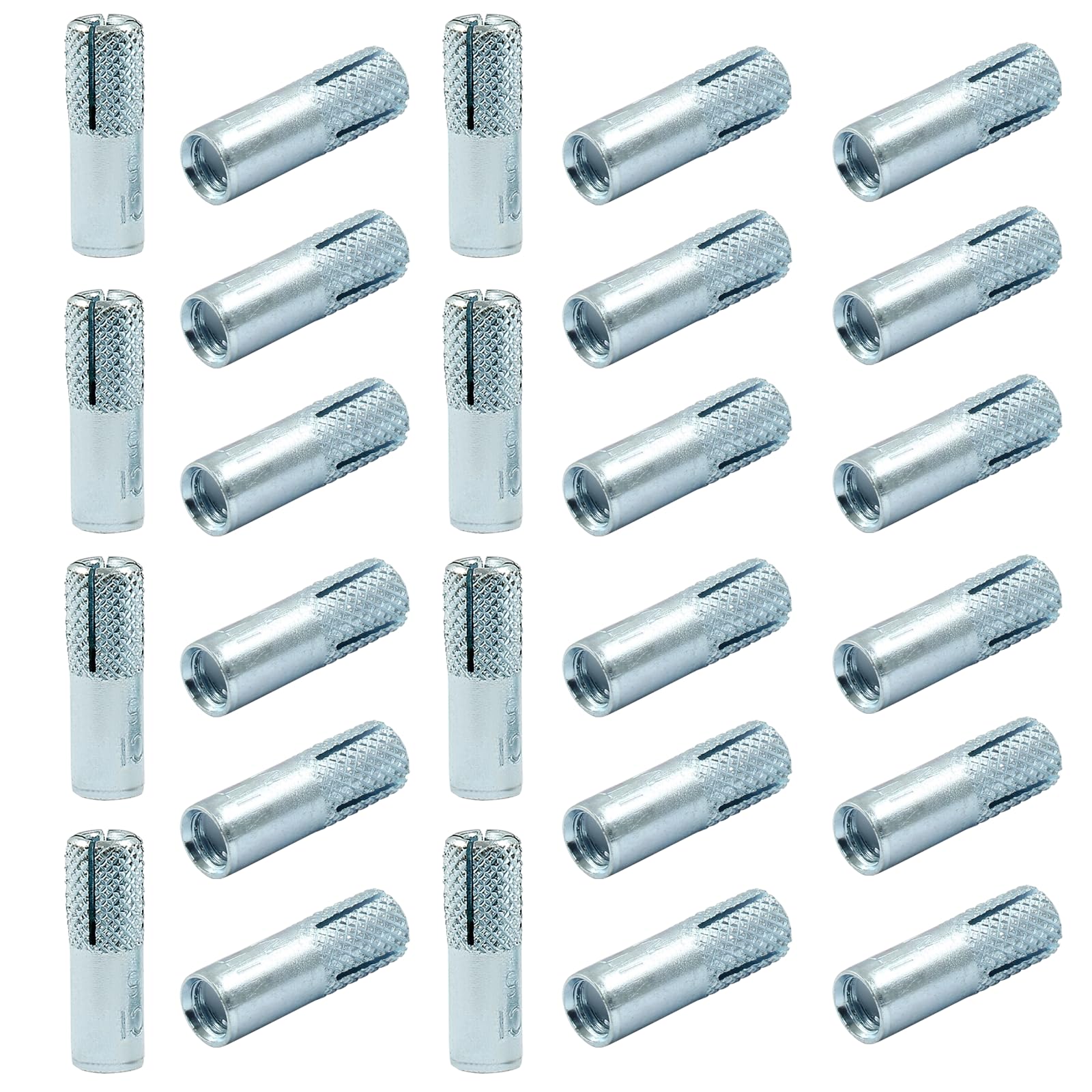 25pcs 1/4 Inch Drop in Anchors M6 - Zinc Plated Carbon Steel Concrete Expansion Screw Bolts for Home Improvement & Construction - Perfect for Hanging Shelves, TV Mounts & Securing Fixtures