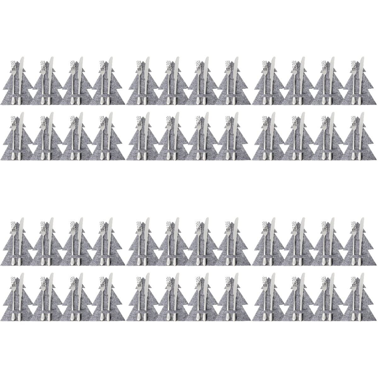 PRETYZOOM 6-Piece Christmas Cutlery Bags Set - Reusable Silverware Holder for Holiday Tableware (8Pcs) - Perfect for Christmas Dinner Parties, Buffets & Festive Gatherings