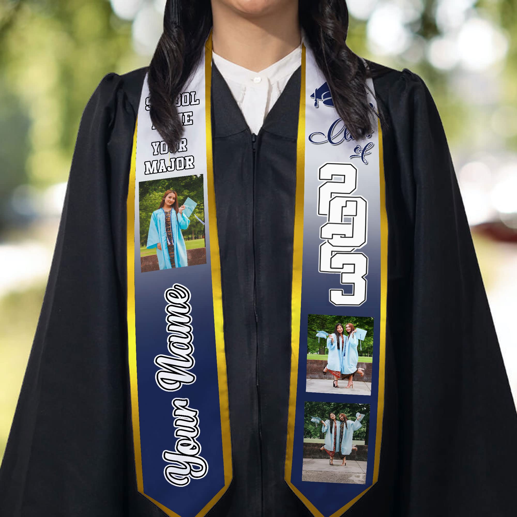 Custom Graduation Stole 2025 with Photo - Personalized Graduation Sash for High School & College - MDPrints Global - Perfect for Commencement Ceremonies & Graduation Photos