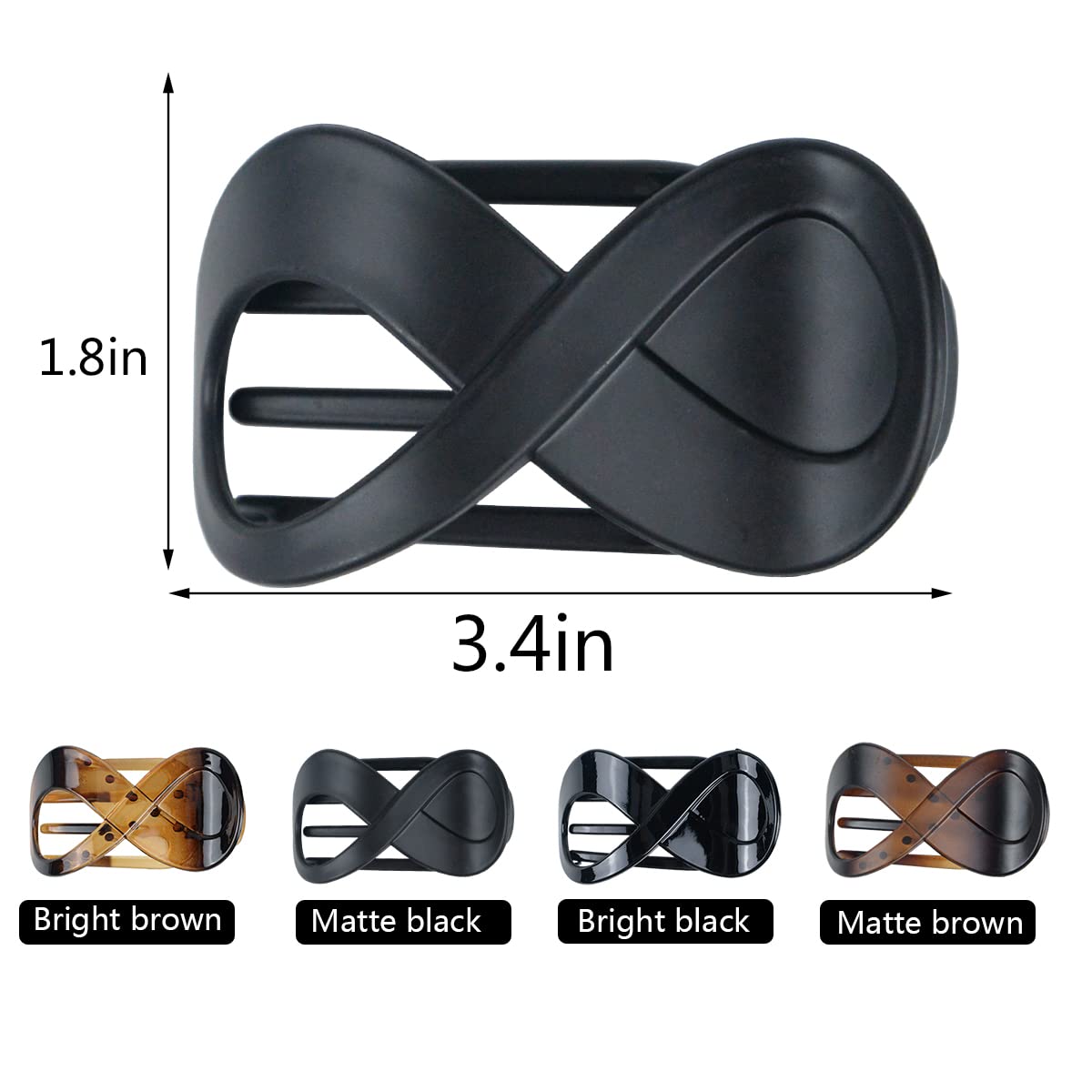 4 PCS Large Non-Slip Acrylic Hair Claw Clips for Women - Matte French Hair Clips in 4 Colors (Black, Brown, Matte Black, Matte Brown) - Perfect for Updos, Ponytails & Everyday Hairstyles
