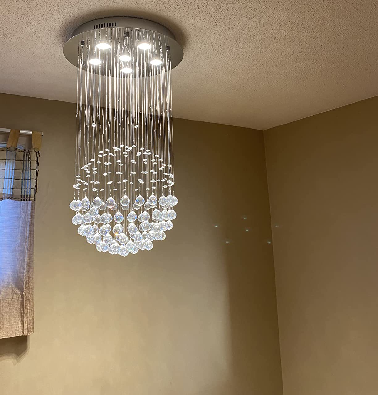 Modern Crystal Chandelier Lighting - Clear K9 Crystal Raindrop Ceiling Light Fixture, Luxurious Ball Flush Mount Light for Dining Room, Living Room, Hallway, Foyer & Entryway - 45cm Diameter x 80cm Height - Perfect for Home Decor, Wedding Venues & Luxury Interior Design