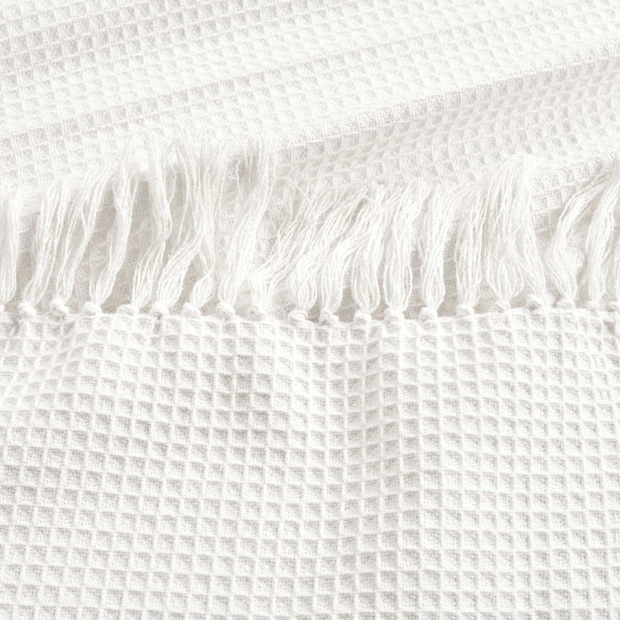 Soft Waffle Knit Cotton Blanket with Tassel Fringe - Cozy Throw Coverlet for Bed, Couch & Nursery - Perfect for Winter, Gifts & Home Decor