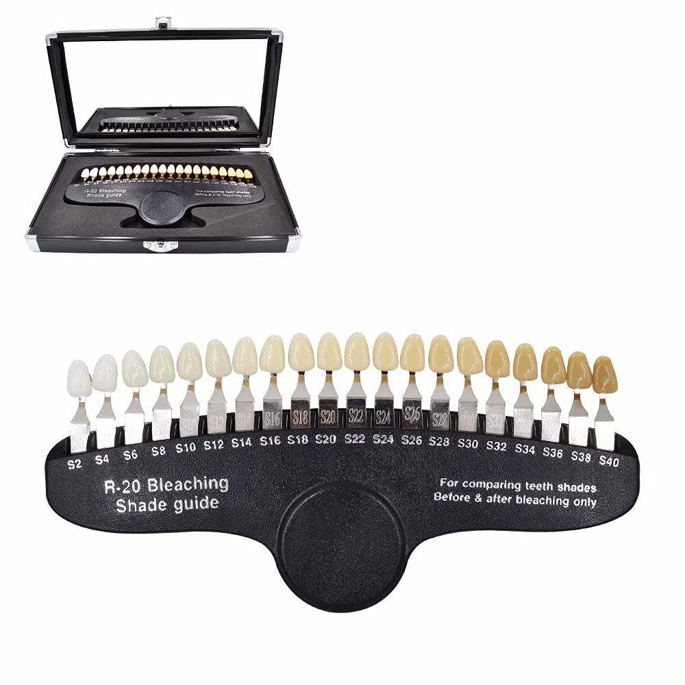 Professional Dental Teeth Whitening Shade Guide - 3D R-20 Tooth Color Chart with 20 Porcelain Shades for Dentists & Cosmetic Dentistry | Perfect for Teeth Whitening, Veneer Matching & Smile Design