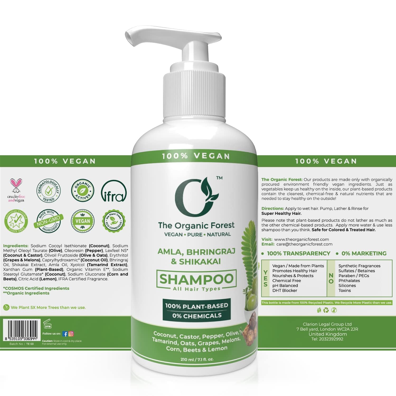 **Organic Ayurvedic Shampoo with Amla, Bhringraj & Shikakai – Sulfate & Paraben Free, Vegan & Gentle Cleansing – Natural Hair Growth & Scalp Care for Men & Women – Perfect for Daily Use & Ayurvedic Hair Care Routine**
