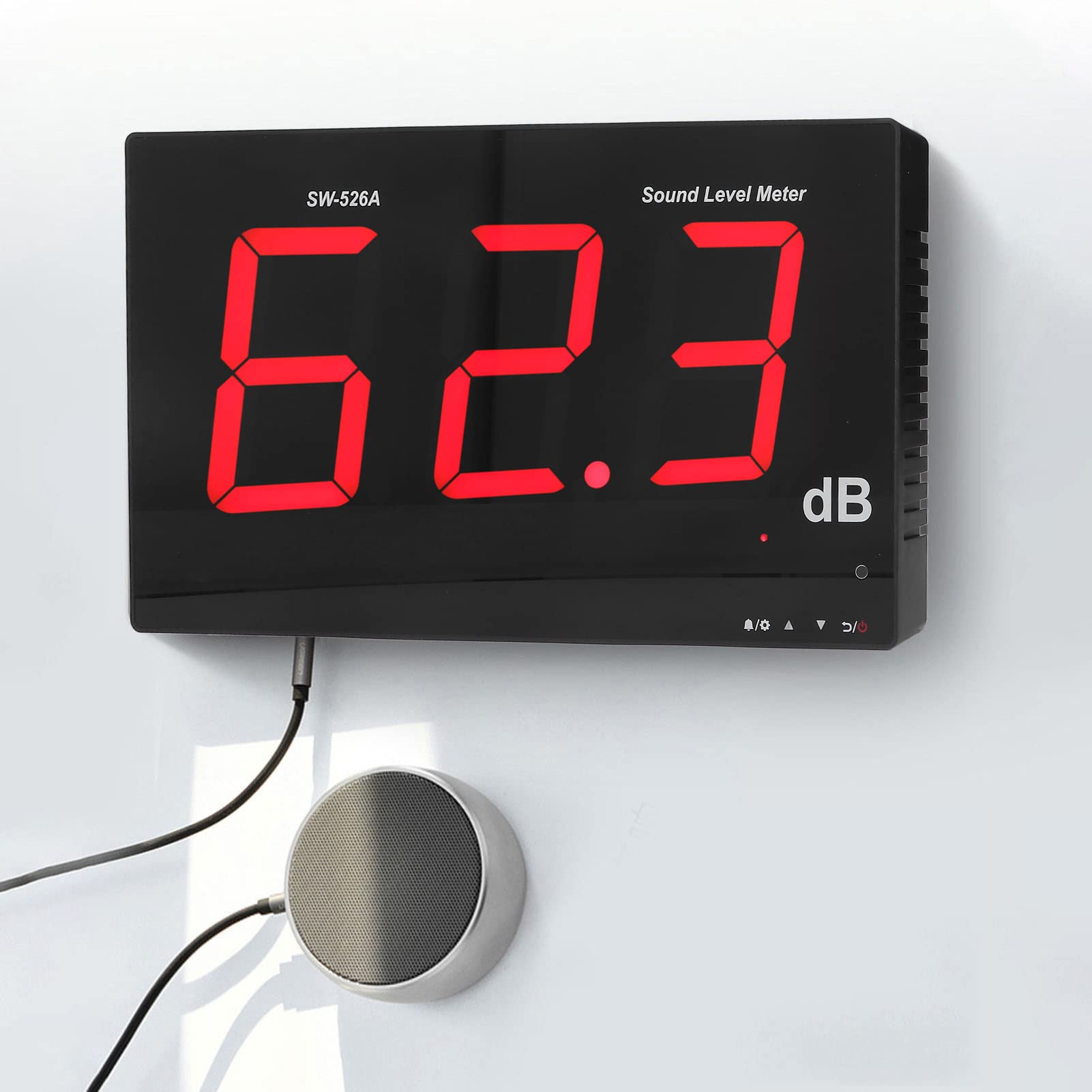 Hilitand Digital Decibel Meter - Sound Level Reader with 18in LCD Display, Wall Mountable Noise Meter for Classroom, Office, Home & Industrial Use - Accurate dB Measurement Tool