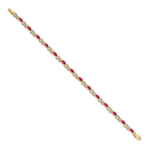 14K Yellow Gold Ruby & Diamond Bracelet for Women - Elegant Jewelry Gift for Anniversary, Birthday & Special Occasions