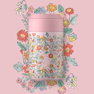 Chilly's Liberty Series 2 Reusable Coffee Cup 340ml - Insulated Stainless Steel Travel Mug, Summer Sprigs Blush - Perfect for Hot & Cold Drinks, Office, Commuting & Outdoor Activities