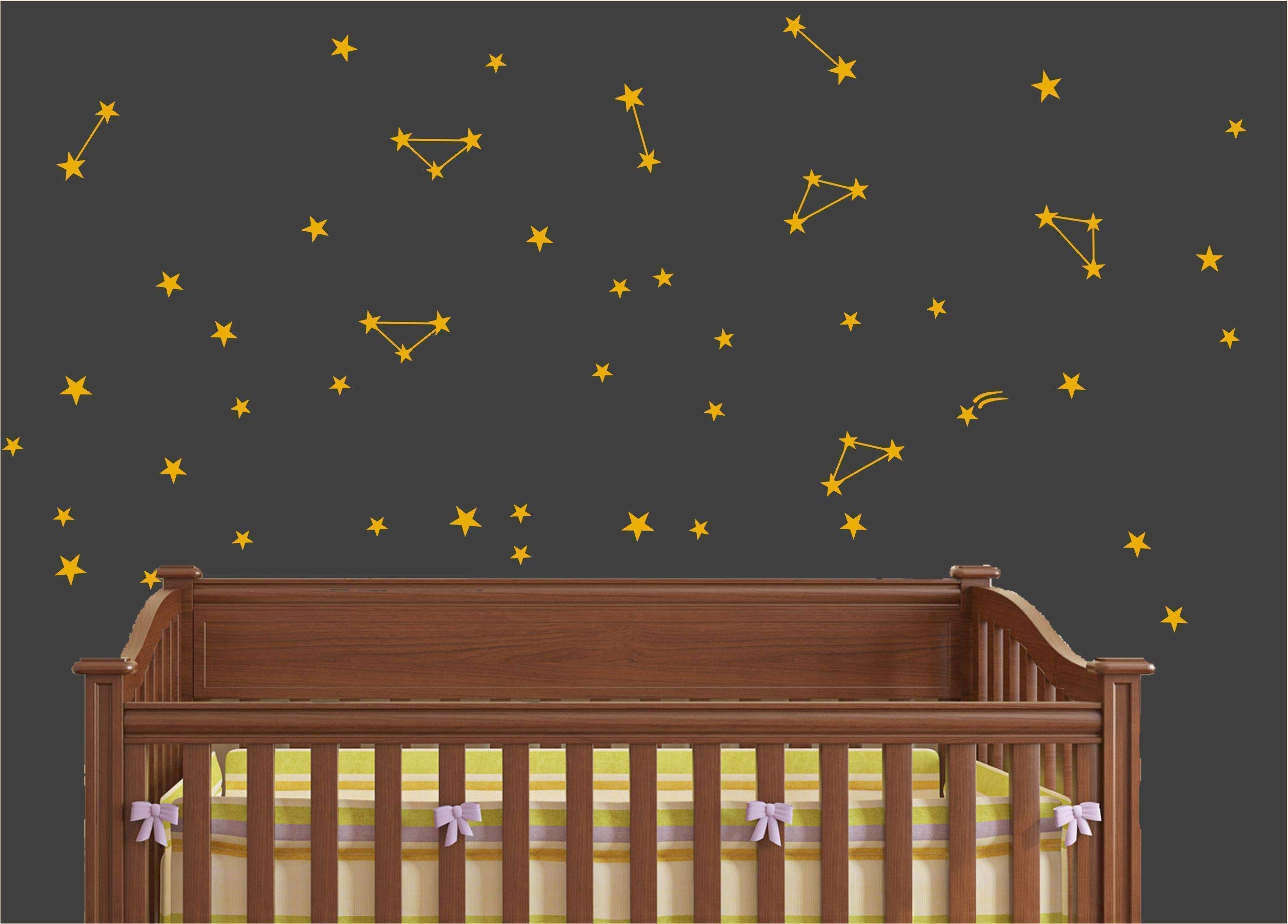 Gold Constellation Wall Decals - 104 Star Stickers for Nursery & Room Decor - Milky Way Theme