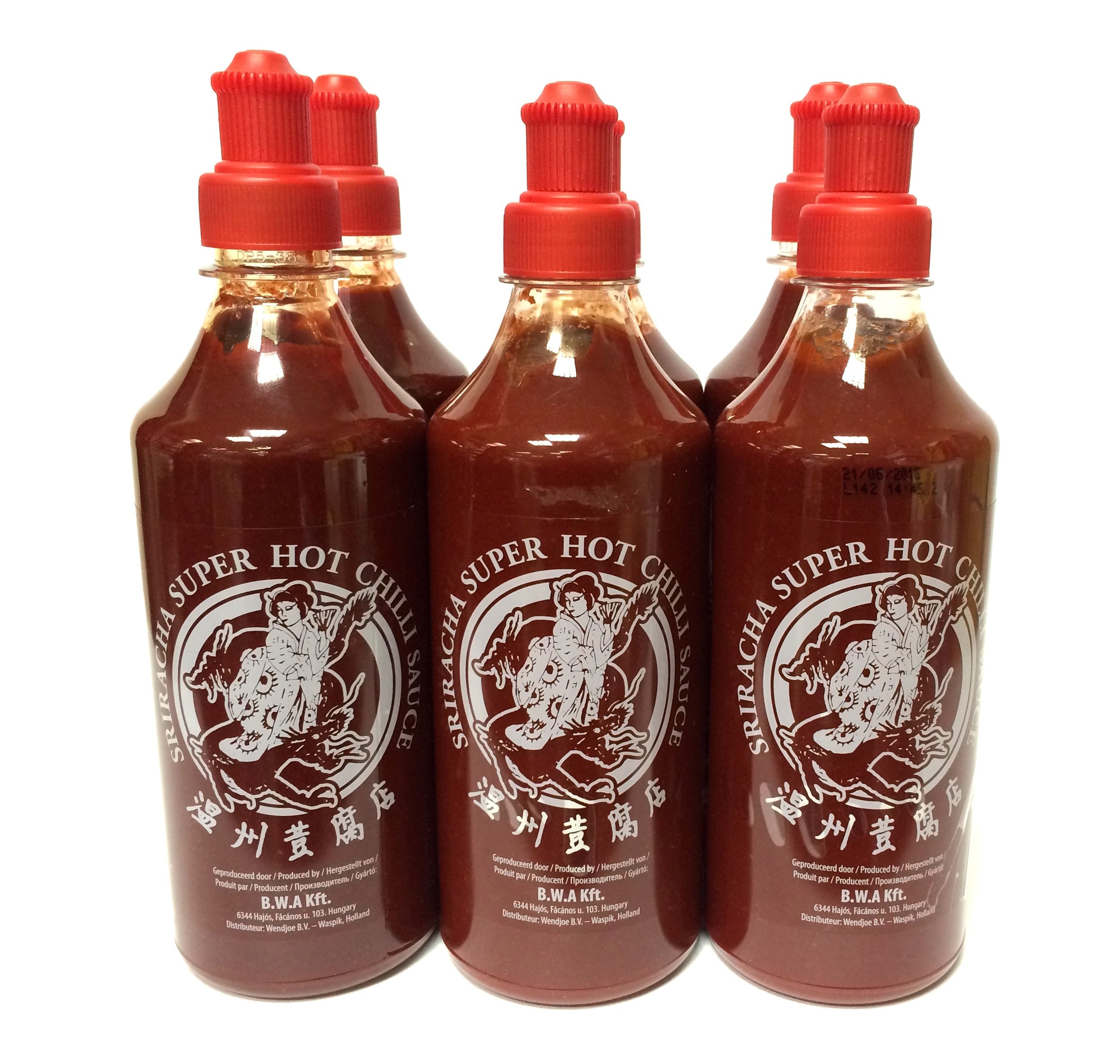 6-Pack 500ml SRIRACHA Super Hot Chili Sauce - Extra Spicy Thai Hot Sauce for Cooking, Grilling, Dipping & Asian Cuisine