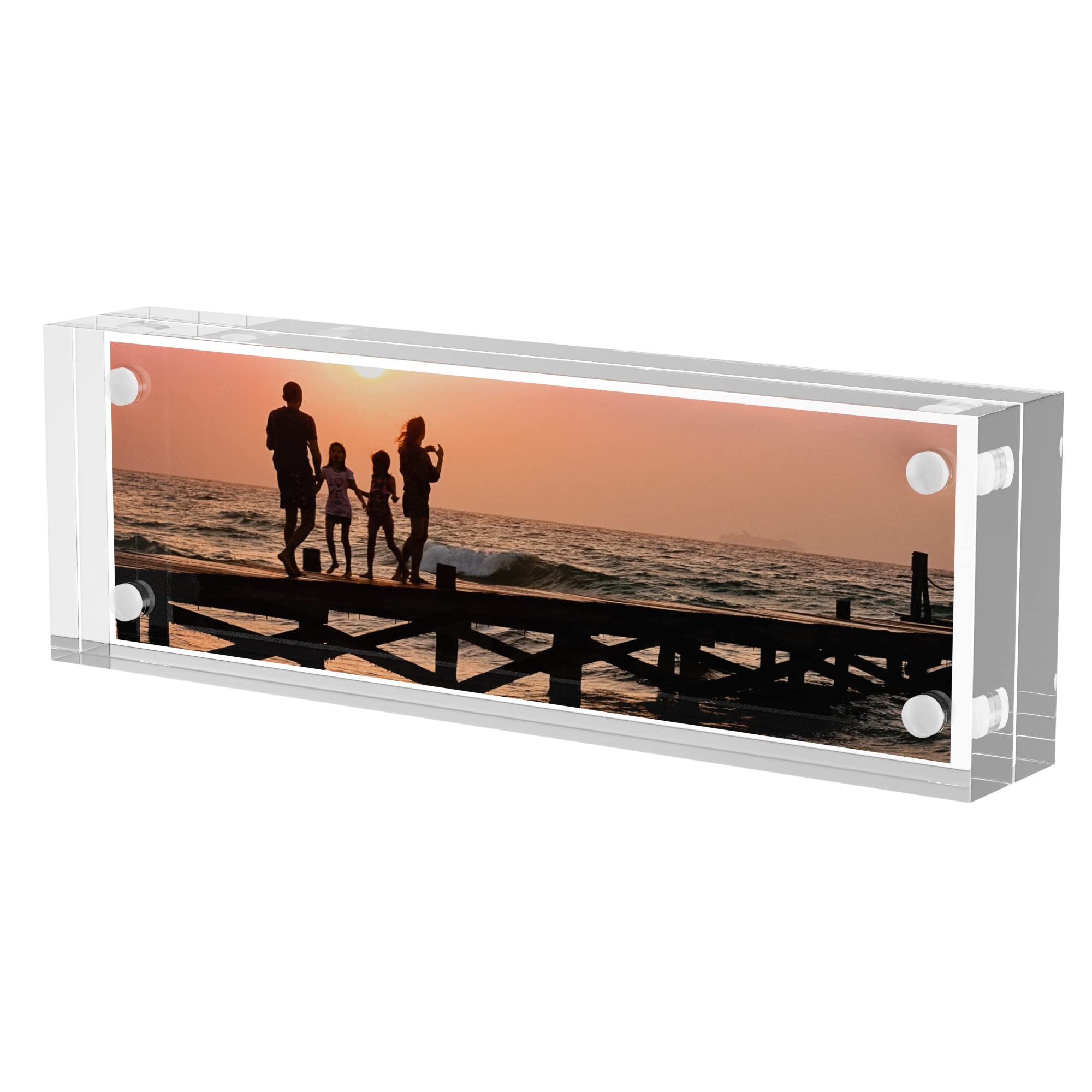 2x6 Acrylic Picture Frames - Clear Double-Sided Display for Tickets, Postcards & Photos - 12+12mm Thick Tabletop Magnetic Frames - Perfect for Family Memories, Office Decor & Gift Displays