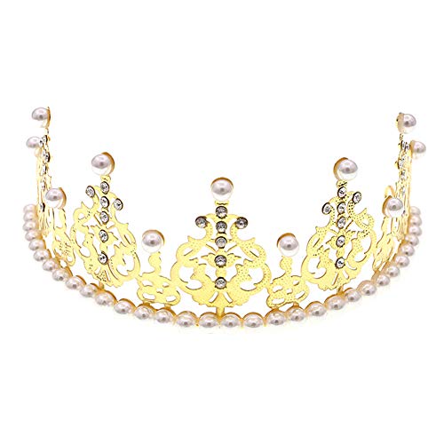 16cm Sparkling Rhinestone Bridal Headband - Crystal Princess Crown with Faux Pearls for Wedding, Birthday & Party | Elegant Bride Accessories for Ceremonies, Prom and Special Occasions