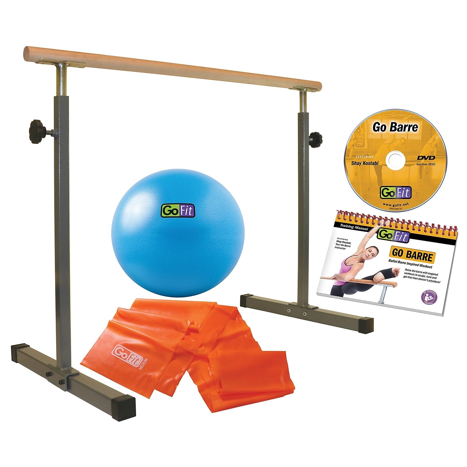 GoFit Brown GoBarre Workout Set (GF-BBAR) - Portable Home Fitness Equipment for Ballet Barre, Yoga & Pilates Exercises - Perfect for Small Spaces & Apartment Workouts