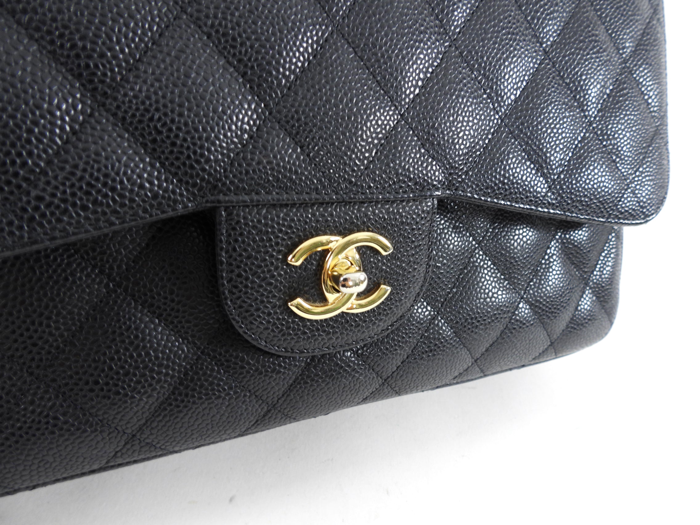 Chanel Black Caviar Jumbo Double Classic Flap Bag - Luxury Designer Handbag for Women | Perfect for Evening Events, Parties & Special Occasions
