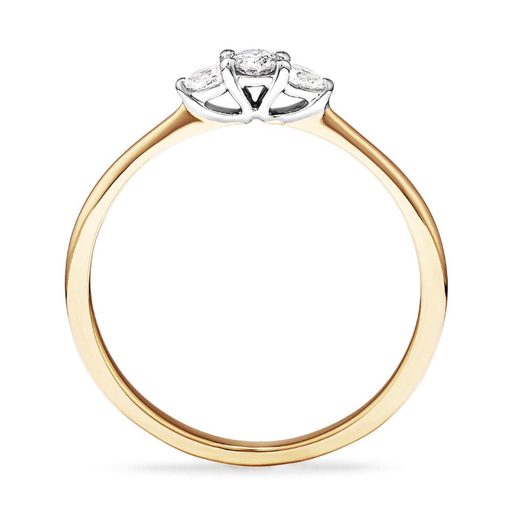 Three Stone Round Brilliant & Oval Cut Lab Grown Diamond Promise Ring for Engagement, Anniversary & Special Occasions