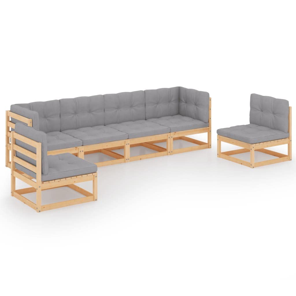 6-Piece All-Weather Outdoor Patio Furniture Set - Wooden Garden Sectional Sofa with Cushions & Coffee Table - Perfect for Backyard, Poolside & Terrace Relaxation
