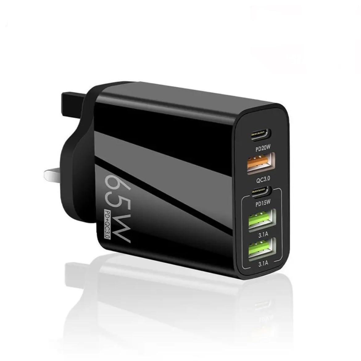 ORCO 5-Port 25W USB Fast Charger with 2 USB-C PD Ports | Multi USB C Wall Charger Adapter UK Plug | Compatible with iPhone 14/13/12/11/XS/XR/8/7, AirPods & iPad (Black) | Perfect for Home, Office & Travel Charging