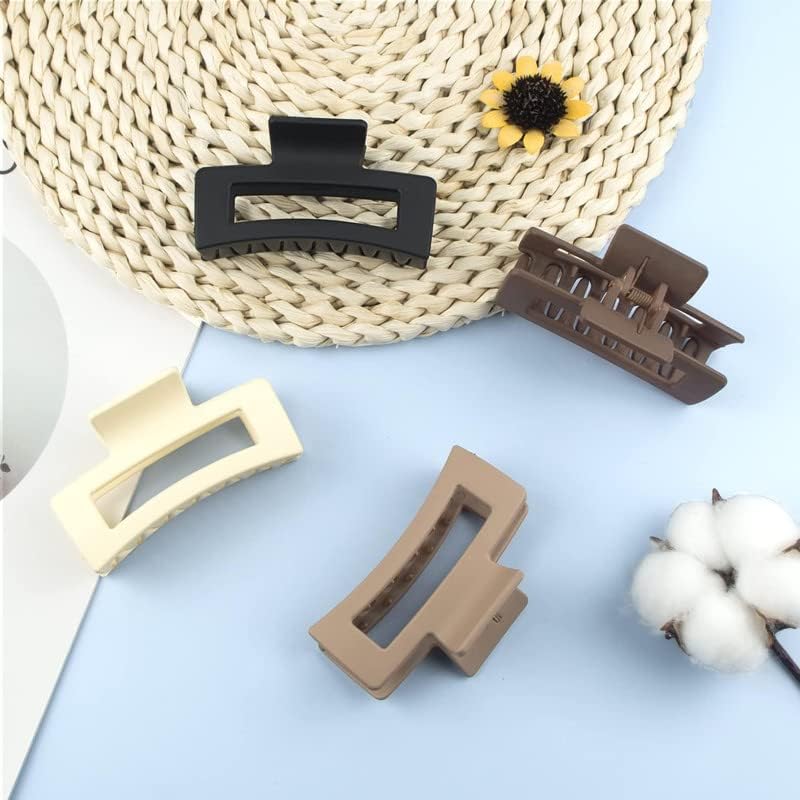Skvilla 6 Pack Square Claw Clips for Women - Matte Hair Clips for Strong Hold, Hair Styling Accessories for Women and Girls - Perfect for Ponytails, Buns and Everyday Hairstyles