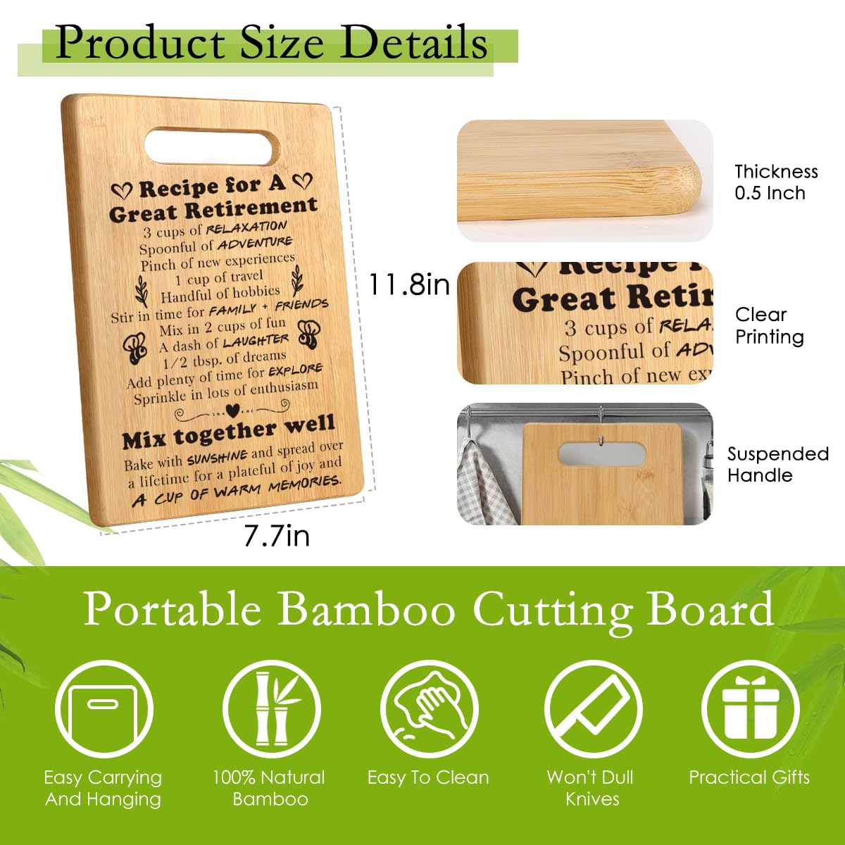 Personalized Retirement Gift for Women 2025 - Unique Going Away & Farewell Gifts for Coworkers, Boss, Teacher, Nurse or Friend - Engraved Wooden Cutting Board for Retirees - Perfect Housewarming & Kitchen Gift for Retirement Parties