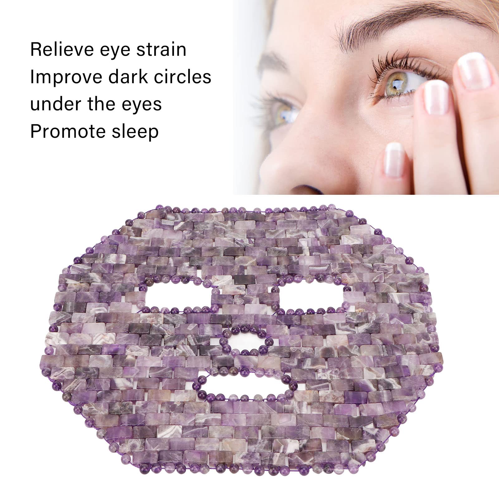 Amethyst Jade Facial Mask - Natural Stone Face Massager for Spa, Sleep & Dark Circle Relief | Relaxing Skincare & Beauty Treatment for Home & Travel