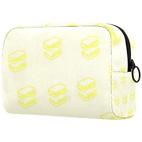 Printed Cheese Sandwich Cosmetic Bag - Portable Travel Makeup Pouch for Women On-the-Go