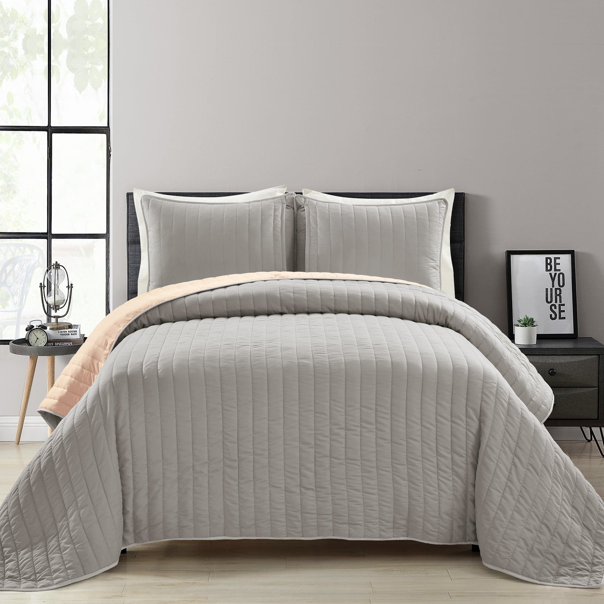 Soft Stripe All Season Quilt Coverlet Set - Lightweight Bedding for Year-Round Comfort - Perfect for Master Bedroom, Guest Room & Cozy Home Decor