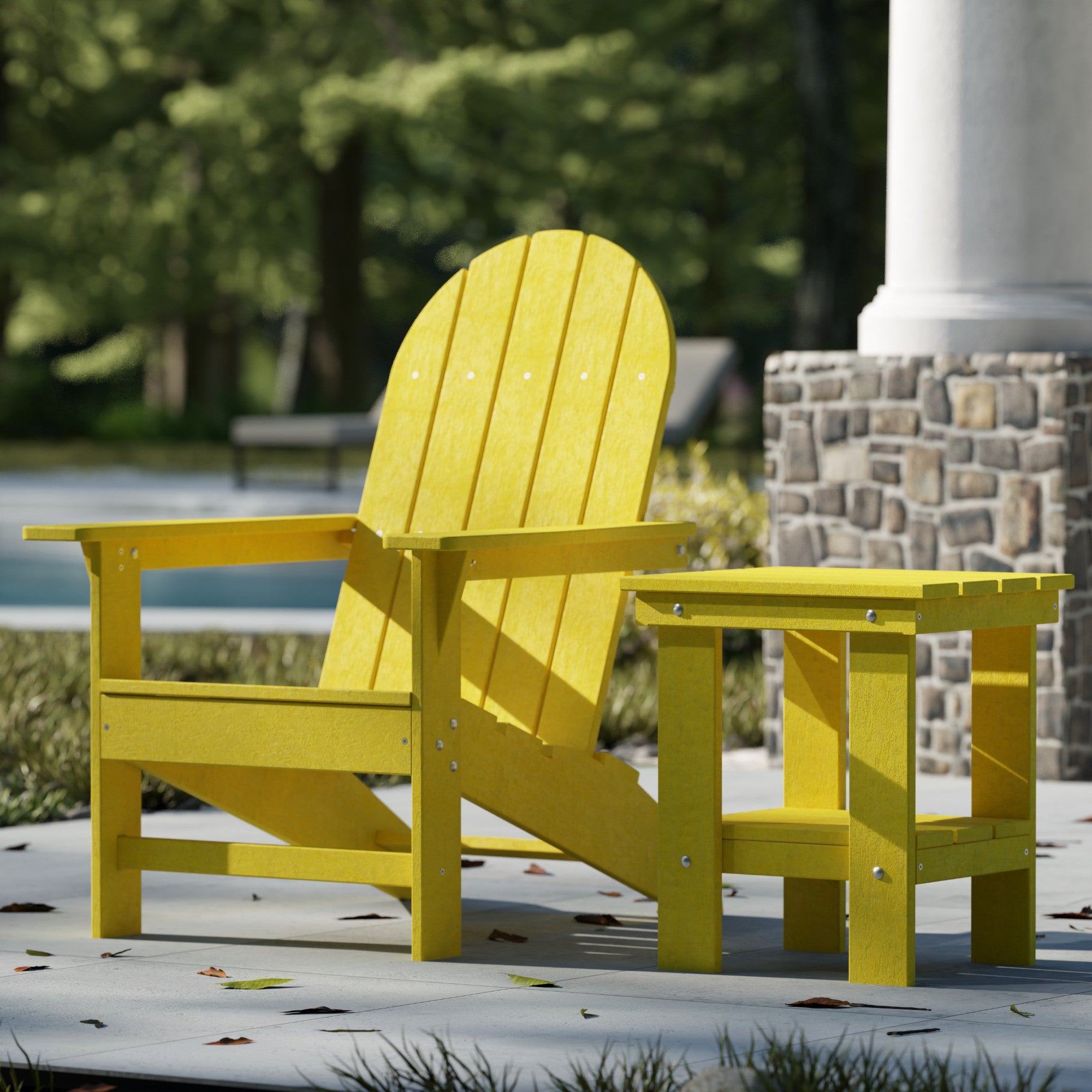Freedom Modern Adirondack Chair & Side Table Set - Durable Outdoor Patio Furniture for Garden, Poolside, Deck, and Backyard Relaxation