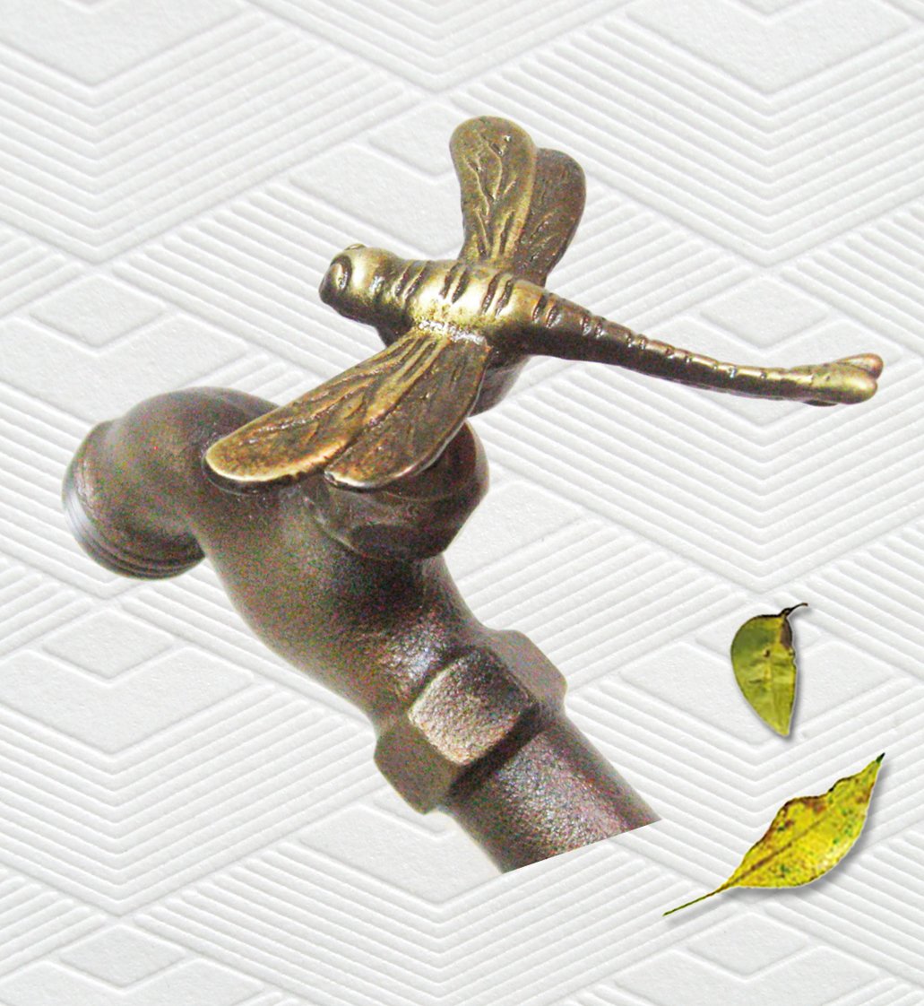 Solid Brass Dragonfly Faucet - Vintage Bathroom Sink Faucet with Unique Dragonfly Design - Perfect for Farmhouse, Cottage & Victorian Style Bathrooms