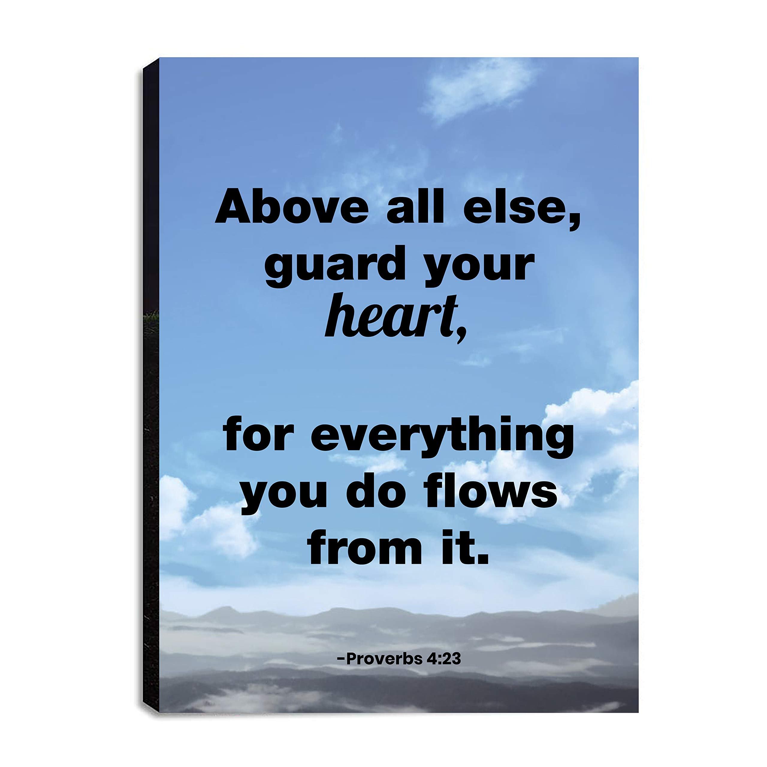Above All Else Guard Your Heart - 30x40 Inch Christian Canvas Wall Art with Bible Verses & Prayers, Inspirational Home Decor for Living Room, Bedroom, Kitchen & Office - Ready to Hang Canvas Print for Faith-Based Interior Design