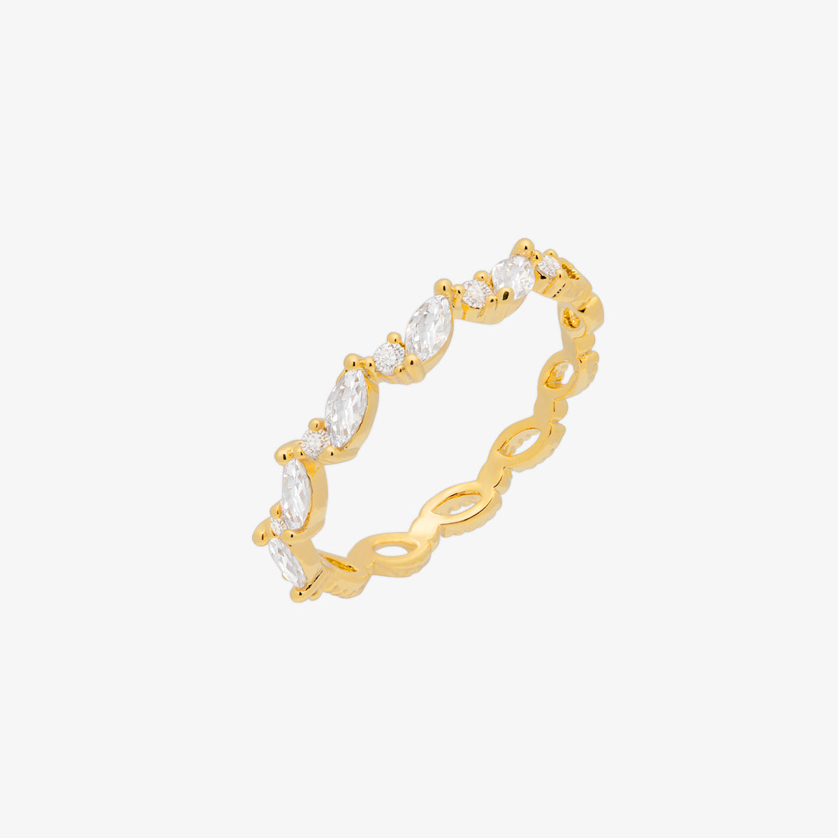 White Topaz Band Ring for Women - Elegant Sterling Silver Stackable Ring for Everyday Wear & Special Occasions